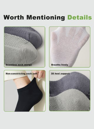 Men's Breathable Mesh Cotton Ankle Socks - 5 Pairs, Lightweight and Comfortable for Spring, Summer, and Fall - view 5