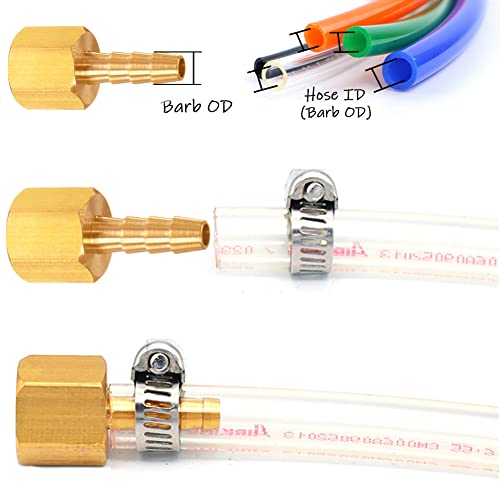 Uenede 6PCS Brass Hose Barb Fittings 1/2" NPT Female to 5/8" Barb Adapter Connector Include 6 Stainless Steel Clamps for Water/Oil/Gas - Image 3