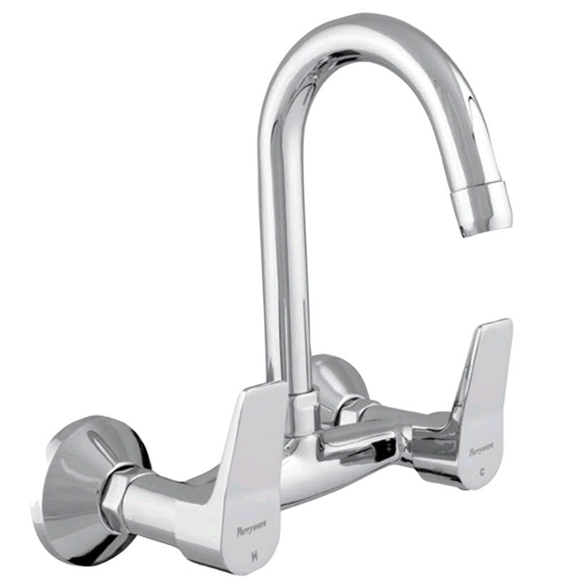 Parryware Aqua Series Wall Mounted Swinging Spout HOT and Cold Sink Mixer Chrome Twin Side Lever Brass Body Water TapFaucetCock for BathroomKitchen Wash Basin G5735A1 - Image 1