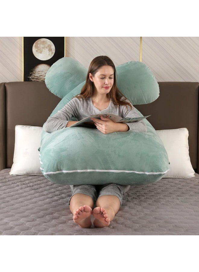 Amagoing - 57 Inches Pregnancy Pillows For Sleeping, U Shaped Maternity Full Body Pillow For Pregnant Women With Hip, Leg, Back, Belly Support, Washable Velvet Cover Included (Mint Green) - Image 1