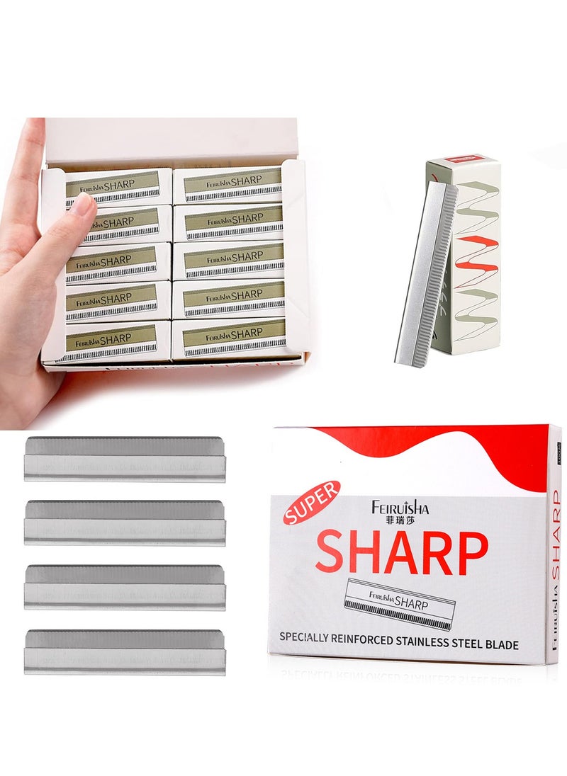 FEIRUISHA 100-Piece  Single Edge Razor Blades for Men and Women - Ideal for Eyebrow Shaping, Straight Razors, and Scrapers,Eyebrow Razor  - Image 1