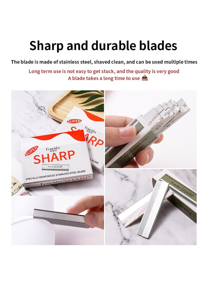 FEIRUISHA 100-Piece  Single Edge Razor Blades for Men and Women - Ideal for Eyebrow Shaping, Straight Razors, and Scrapers,Eyebrow Razor  - Image 3