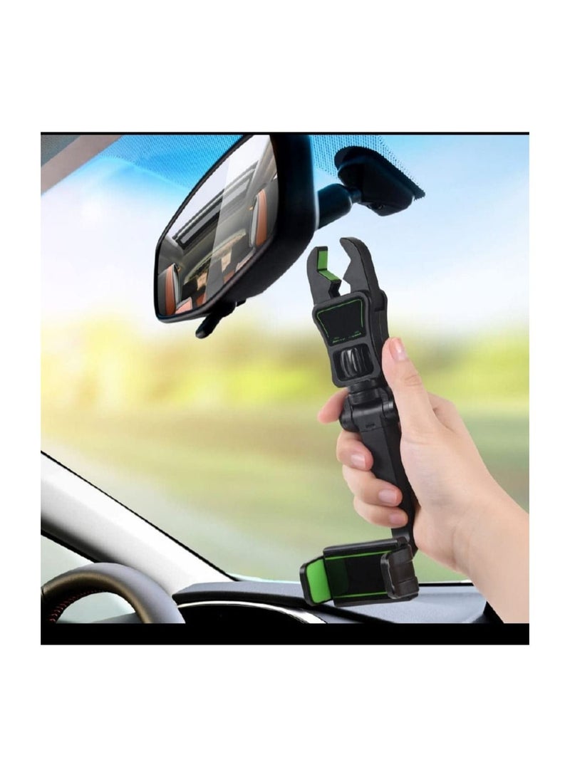 360° Rearview Mirror Car Phone Holder Degree Rotation Foldable Telescopic Navigation Mobile Phone Stand Adjustable Car Phone Mount - Image 2