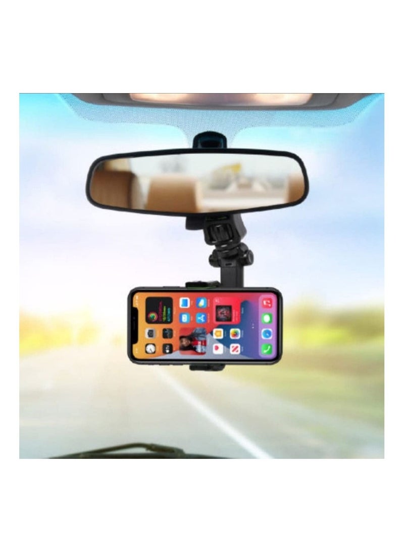 360° Rearview Mirror Car Phone Holder Degree Rotation Foldable Telescopic Navigation Mobile Phone Stand Adjustable Car Phone Mount - Image 4
