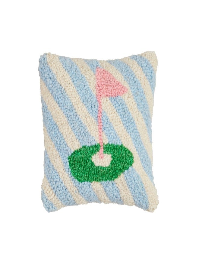 Mud Pie Golf Flag Hook Wool Pillow; 8" X 8"
