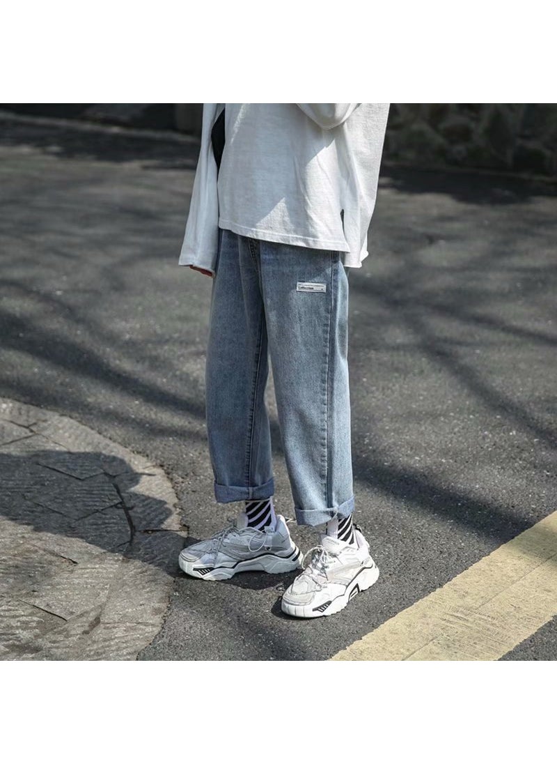 Generic - Mens Light Wash Ripped Jeans Casual Loose Fit 9020 light - Image 1