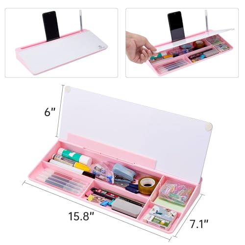 TSJ OFFICE Desktop Whiteboard Dry-Erase-Board - Computer Keyboard Stand White Board Surface Pad with Drawer, Desk Organizers with Accessories for Office, Home, School Supplies - Image 4