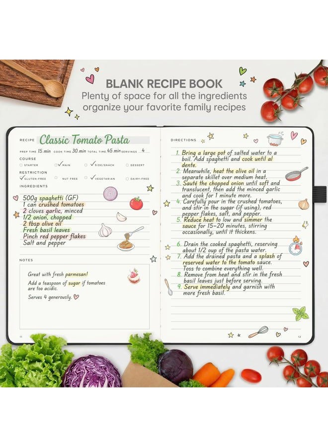 &And Per Se Empty Recipe Book to Write in Your Own Recipes, Blank Cookbook Diary for Organizing Your Recipes, Hardcover - 5.4 x 8.25 Inch (Black) - Image 3