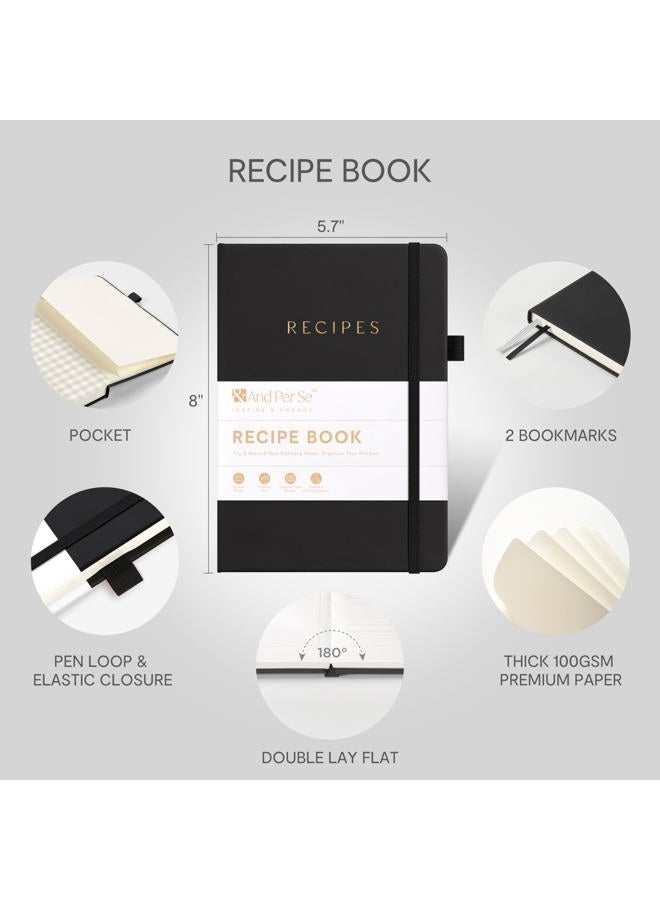 &And Per Se Empty Recipe Book to Write in Your Own Recipes, Blank Cookbook Diary for Organizing Your Recipes, Hardcover - 5.4 x 8.25 Inch (Black) - Image 2