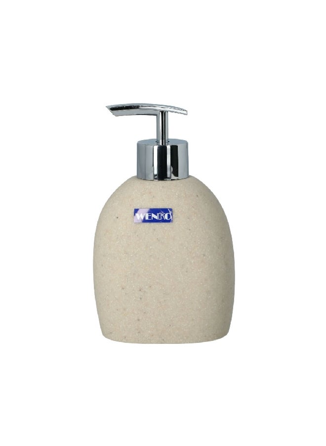 Wenko Puro High Quality Polyresin Soap Dispenser Beige and Silver 295 ml 20475100  - Image 1