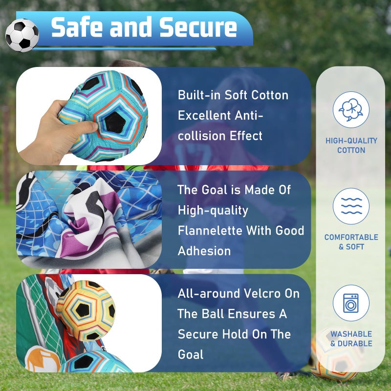 VATOS Toy Soccer Ball Game Set for Boys and Girls, Indoor Outdoor Backyard Toss Soccer Goal Game with 2 Balls, 1 Flannel Target, Soccer Toys for 3-5 6-8 8-12 Years Old Kids Birthday - Image 4