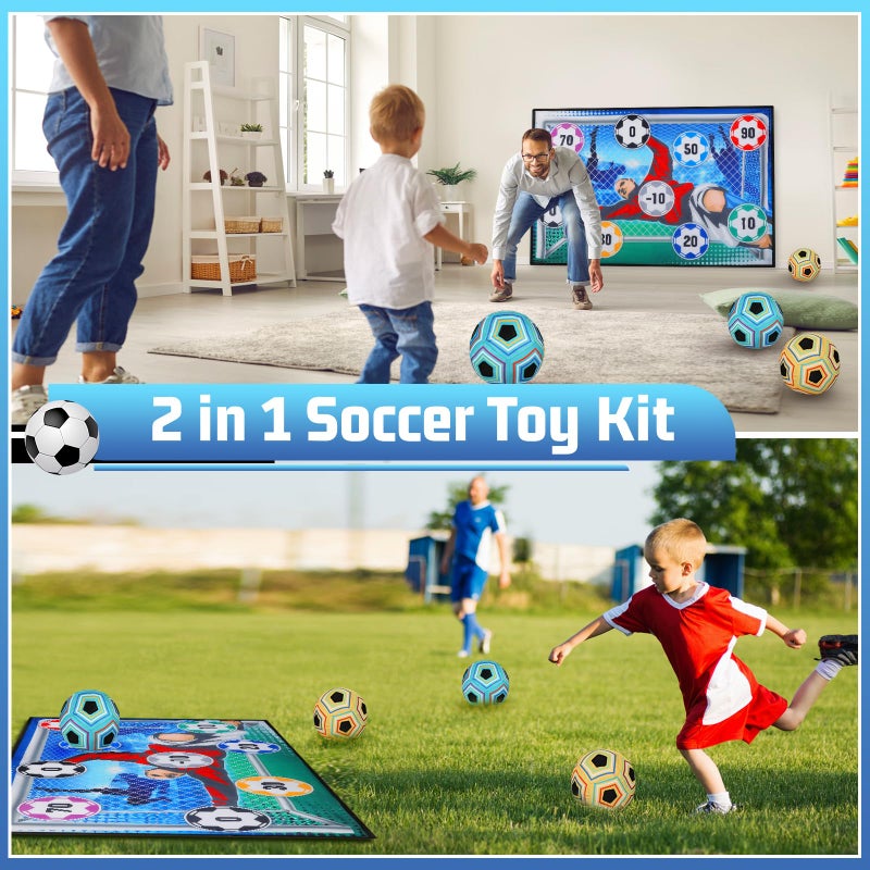 VATOS Toy Soccer Ball Game Set for Boys and Girls, Indoor Outdoor Backyard Toss Soccer Goal Game with 2 Balls, 1 Flannel Target, Soccer Toys for 3-5 6-8 8-12 Years Old Kids Birthday - Image 2