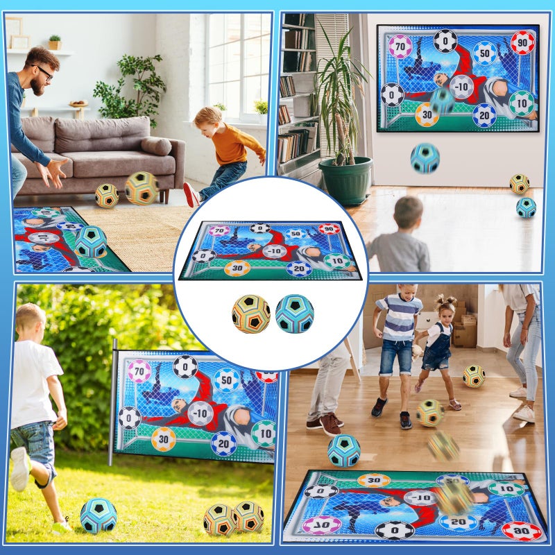 VATOS Toy Soccer Ball Game Set for Boys and Girls, Indoor Outdoor Backyard Toss Soccer Goal Game with 2 Balls, 1 Flannel Target, Soccer Toys for 3-5 6-8 8-12 Years Old Kids Birthday - Image 5
