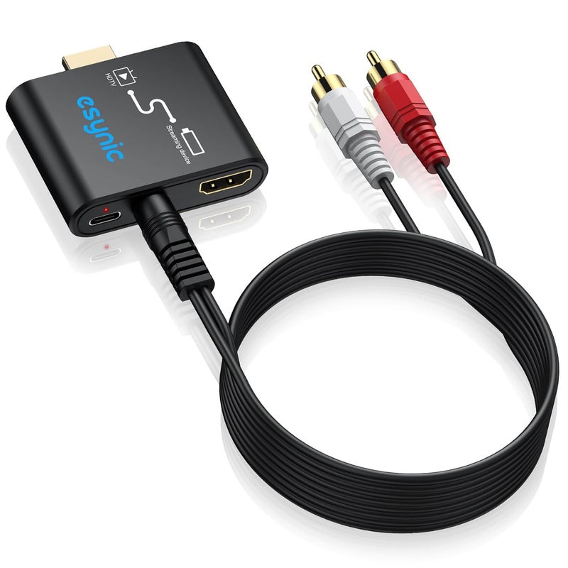 eSynic HDMI Audio Extractor for Fire TV Stick 4K@30Hz (Non-ARC/eARC), HDMI to AUX 3.5mm Converter Supports PCM, Dongle for Headphones and Speakers, 3.5mm to 2RCA Cable Included - Image 1
