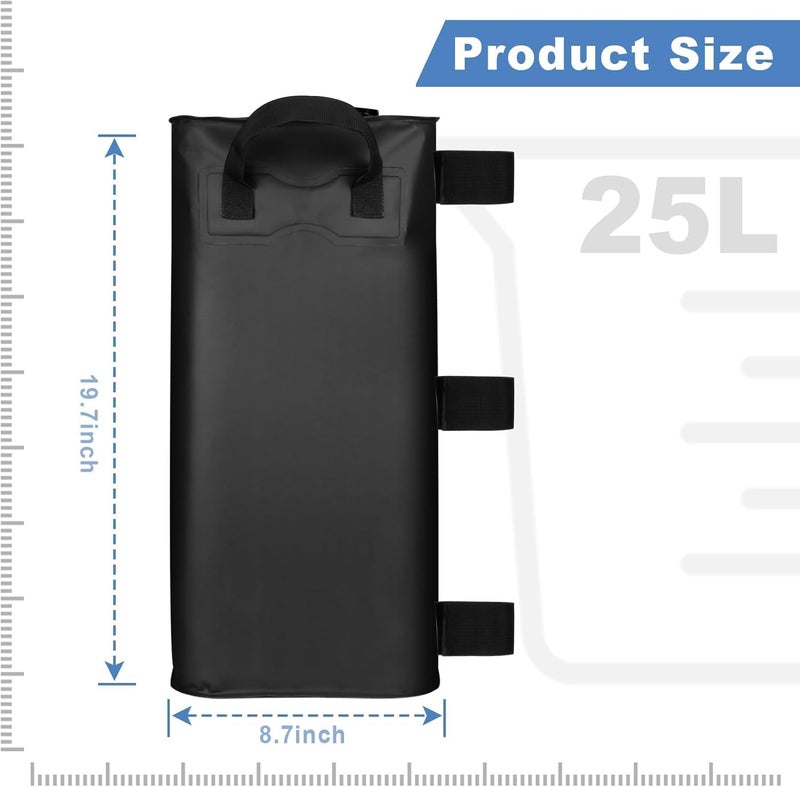 Mrsenloi Canopy Water Weights Bag Set of 4, 220 LBS Gazebos Tent Water Weights Set, 4 Leg Weights for Gazebo, Pop-Up Canopy, Canopies, Tent (Black 25L) - Image 3
