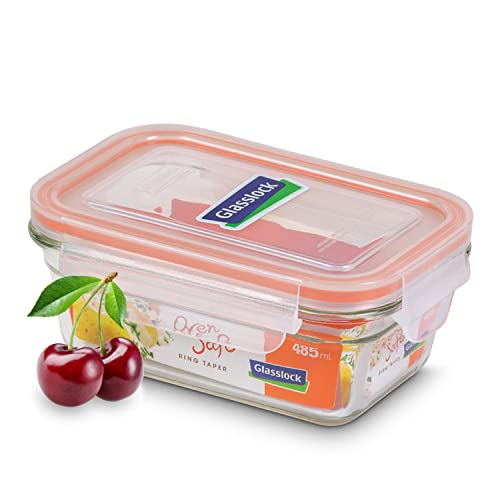 Glasslock Korea Tempered Glass Baking Dish with Lid - Ring Taper 480ml Rectangle - Pudding Tray/Containers - Airtight Kitchen Storage Bowl/Container - Oven/Microwave/Dishwasher/Fridge/Freezer Safe - Image 1