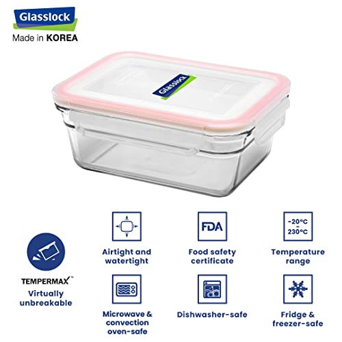 Glasslock Korea Tempered Glass Baking Dish with Lid - Ring Taper 480ml Rectangle - Pudding Tray/Containers - Airtight Kitchen Storage Bowl/Container - Oven/Microwave/Dishwasher/Fridge/Freezer Safe - Image 3