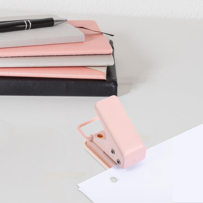 Mini Pink Single Hole Paper Punch for Scrapbooking Office DIY Binder - Image 5