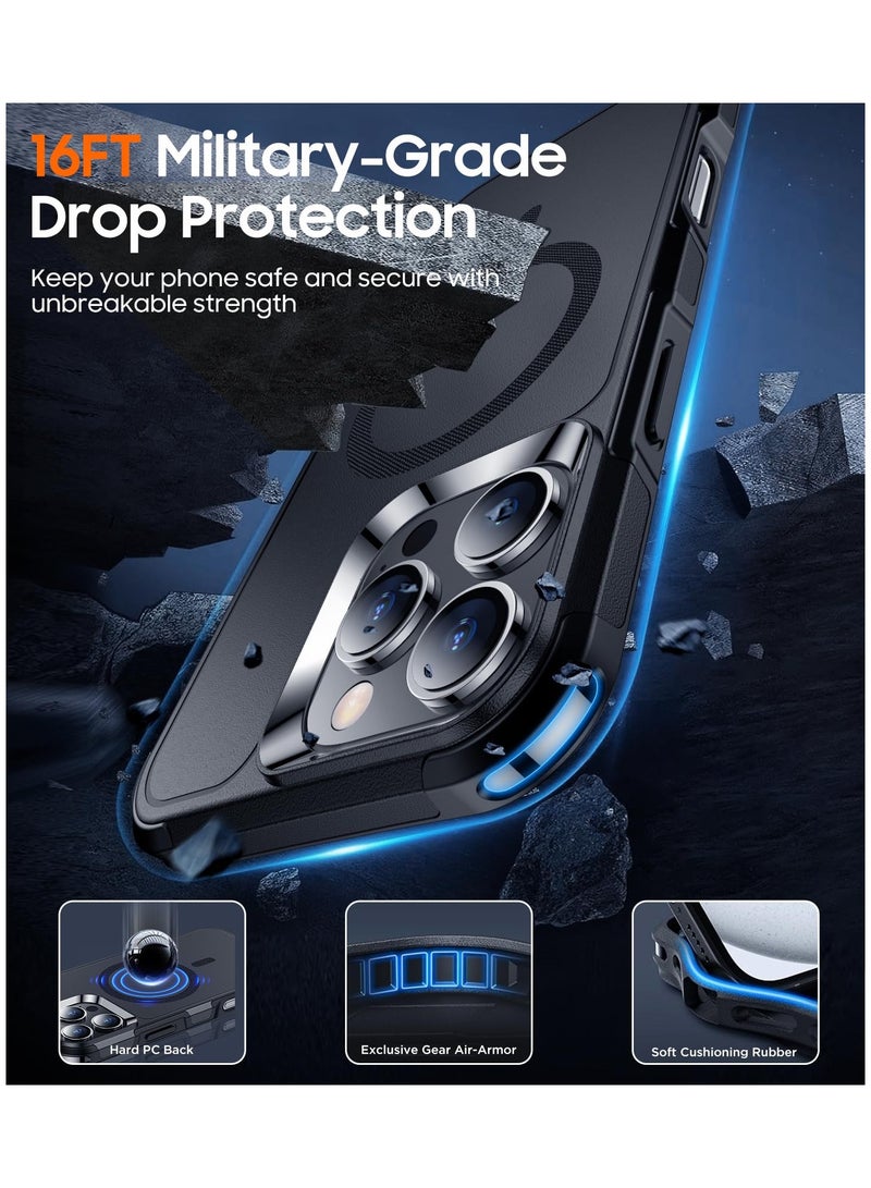 Magnetic Case Cover for iPhone 16 Pro Max 5G, [Compatible with Magsafe][Mil-Grade Drop Protection] Dropproof Heavy Duty Tough Rugged Shockproof Phone Back Case for iPhone 16 Pro Max 5G, Black - Image 3
