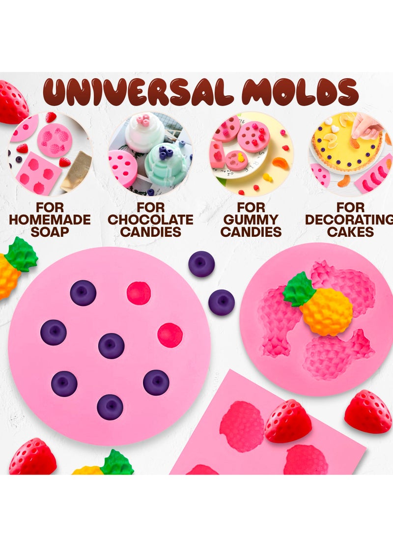 Excefore Fruit Snack Molds Silicone, Candy Silicone Molds & Ice Cube Trays, 5Pcs Fruit Shaped Silicone Mold, Pineapple Slice Silicone Mold, 3D Strawberry Silicone Mold, for Handmade Jelly - Image 5