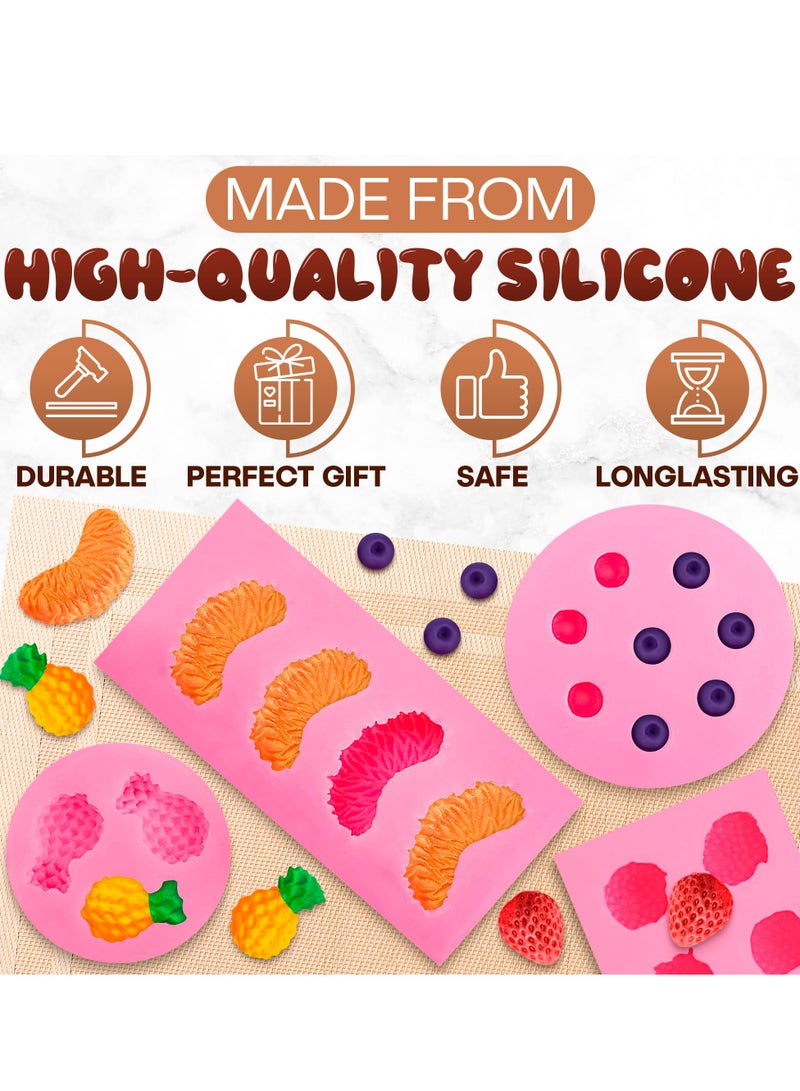 Excefore Fruit Snack Molds Silicone, Candy Silicone Molds & Ice Cube Trays, 5Pcs Fruit Shaped Silicone Mold, Pineapple Slice Silicone Mold, 3D Strawberry Silicone Mold, for Handmade Jelly - Image 3