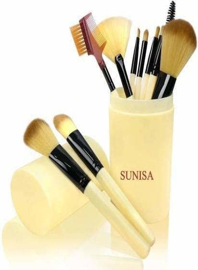 SUNISA Soft Synthetic Bristles Golden Makeup Brushes Set of 12 with Storage Case - (Pack of 13) - Image 2