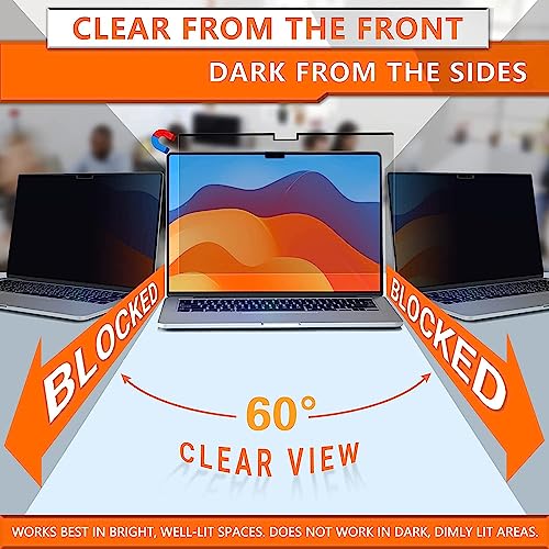 ZOEGAA Privacy Screen for MacBook Air 15 Inch 2023 (M2, A2941), Magnetic Removable Anti Blue Light Filter Compatible With Apple 2023 MacBook Air Laptop with M2 chip: 15.3-inch Liquid Retina Display - Image 3