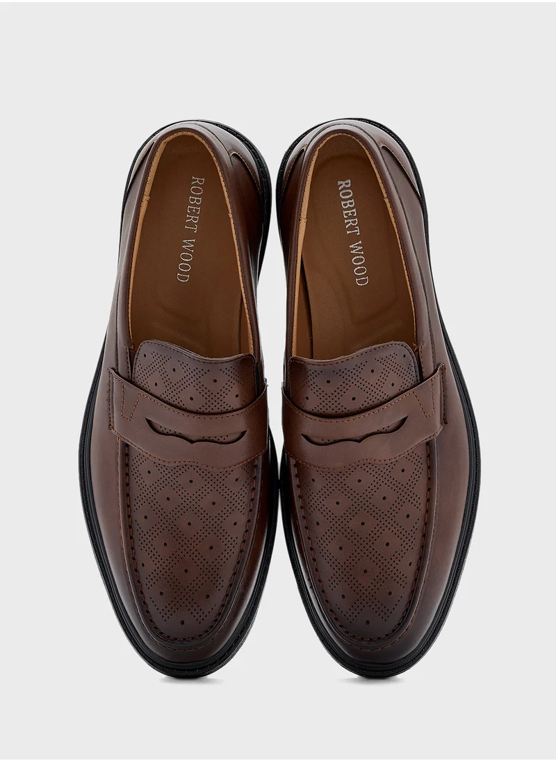 Robert Wood Perforation Design Formal Loafers