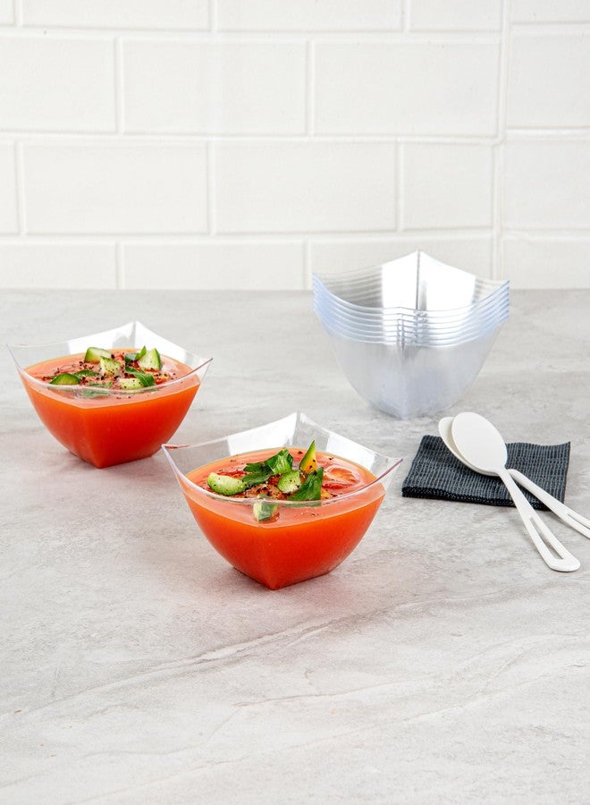 Restaurantware Moderna 8 Ounce Fancy Plastic Bowls 100 Square Disposable Salad Bowls - Durable Heavy-duty Clear Plastic Bowls For Warm And Cold Foods - Image 3