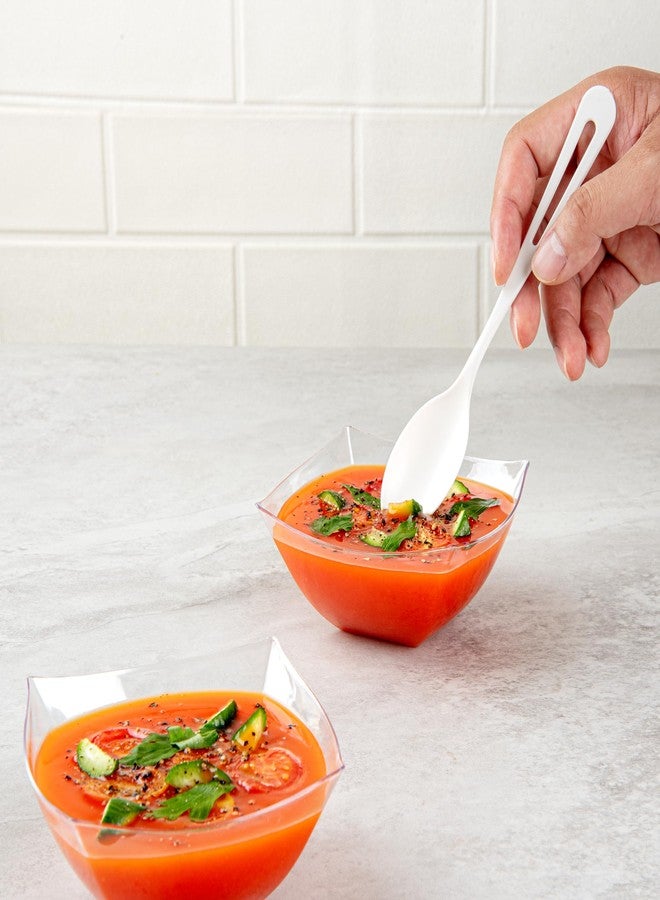 Restaurantware Moderna 8 Ounce Fancy Plastic Bowls 100 Square Disposable Salad Bowls - Durable Heavy-duty Clear Plastic Bowls For Warm And Cold Foods - Image 4