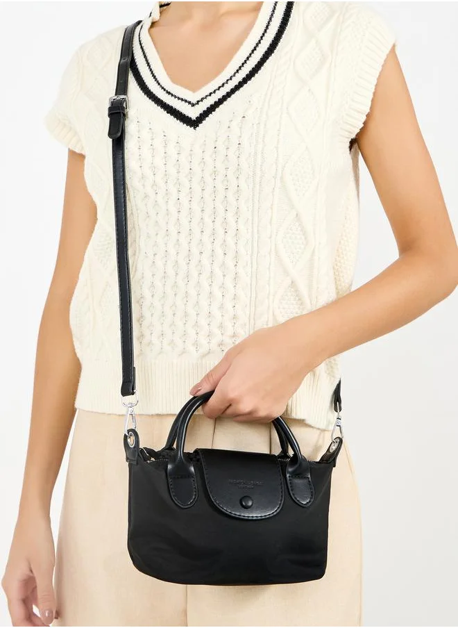 Styli Button Flap Handbag with Detachable Strap