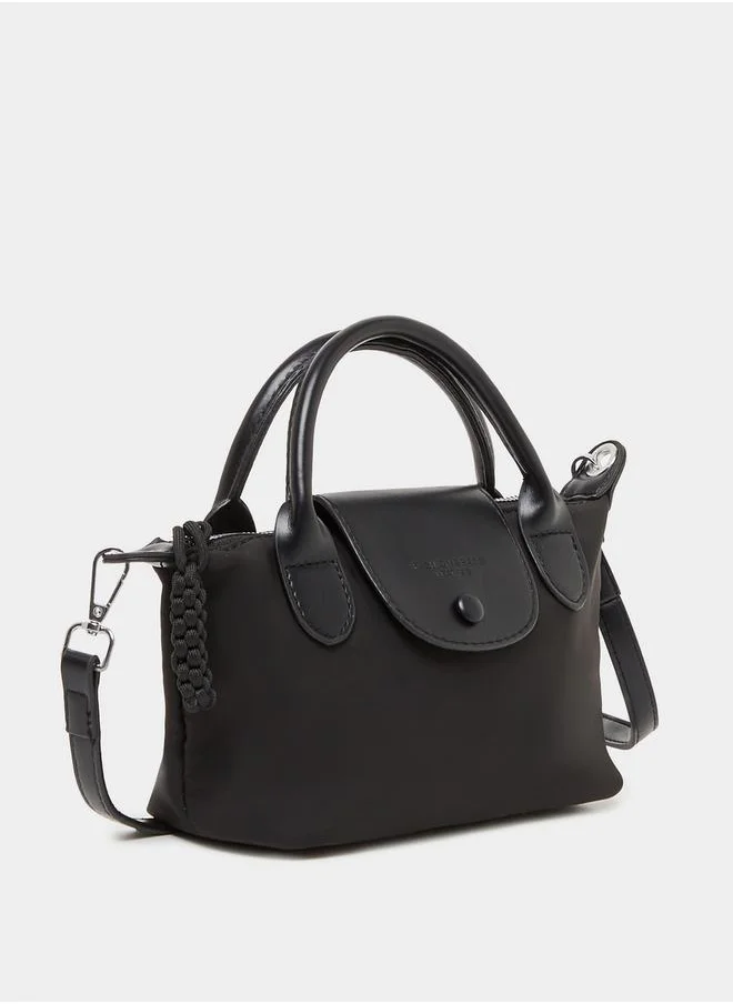 Styli Button Flap Handbag with Detachable Strap