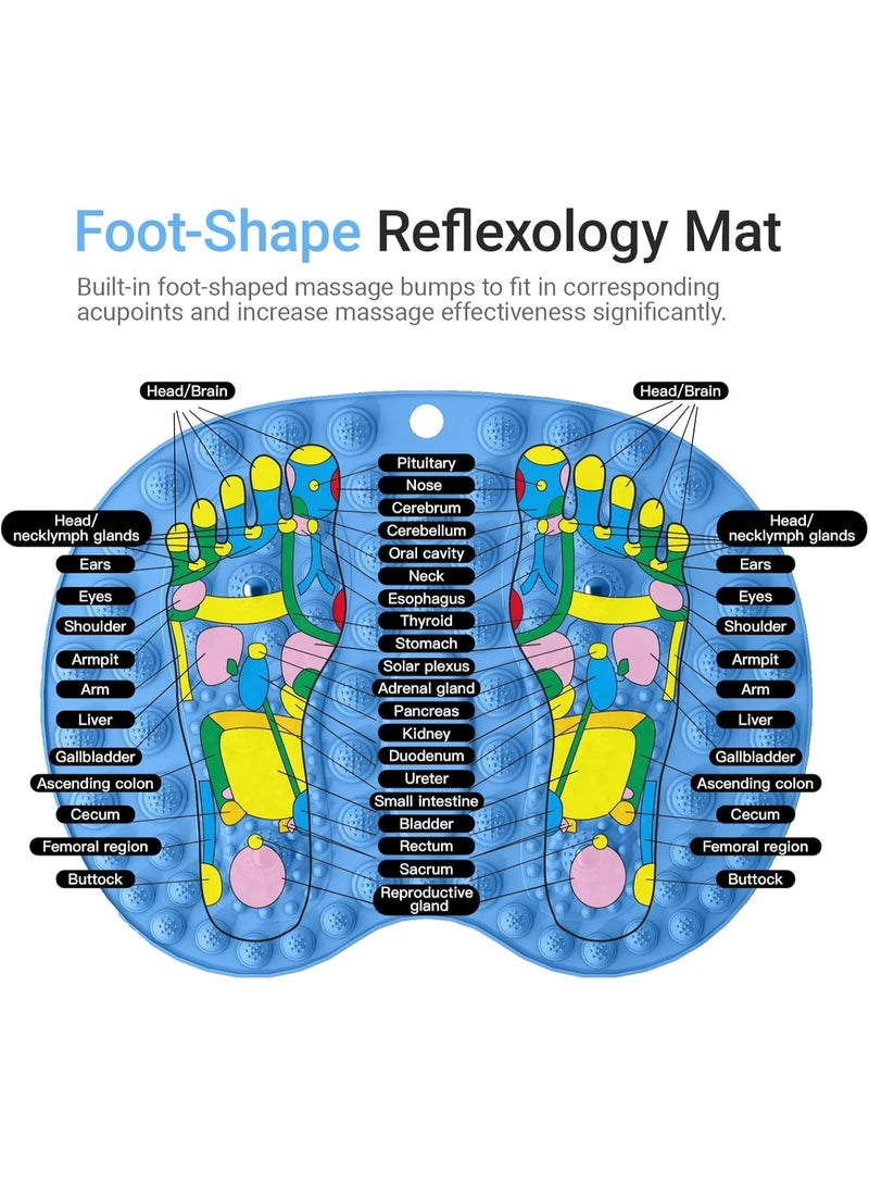 SYOSI Foot Reflexology Mat, Large Foot-Shaped Acupressure Mat with Magnetic Therapy, Stimulating Massage Pad for Pain, Fatigue, and Stress Relief, Relaxation Mat for Home Spa, Foots Care (Blue) - Image 2