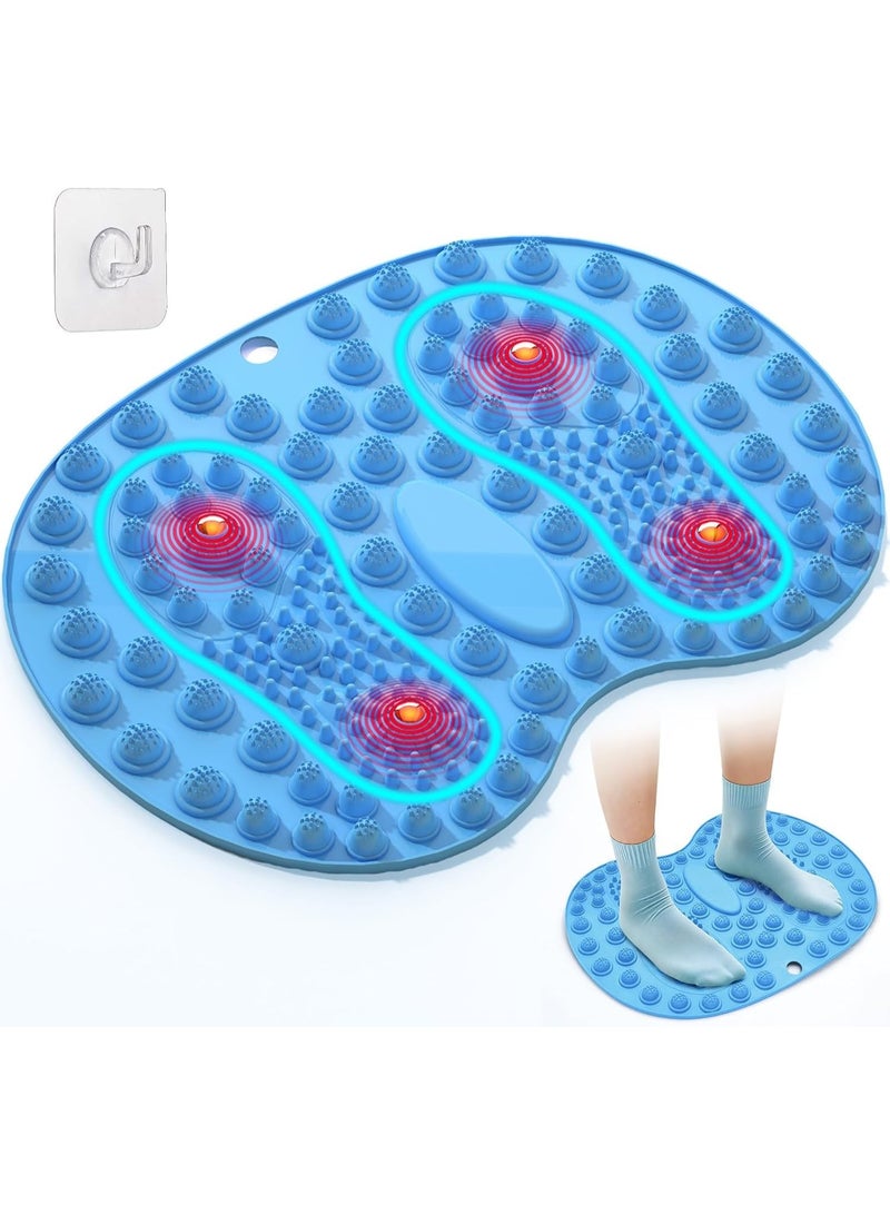 SYOSI Foot Reflexology Mat, Large Foot-Shaped Acupressure Mat with Magnetic Therapy, Stimulating Massage Pad for Pain, Fatigue, and Stress Relief, Relaxation Mat for Home Spa, Foots Care (Blue) - Image 1