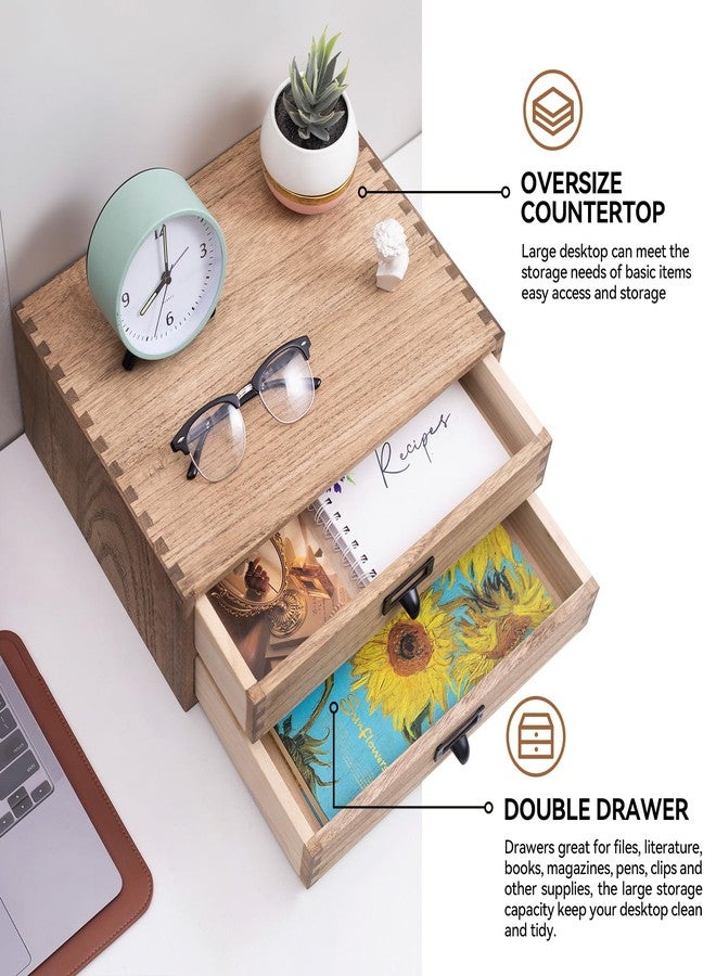 KIRIGEN Wooden Desk Organizer with 2 Drawers, Wood Desktop Storage Cabinet, Shallow Office Drawer Organizer for Printer Paper and Mail, No Assembly, 13.78 W x 10.6 D x 5.9 H In, FAX-DBR - Image 4