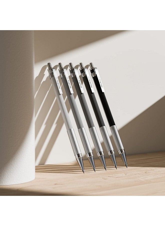 Nicpro 17Pcs Metal 2Mm Mechanical Pencil Set In Leather Case, 5 Pcs 2.0 Mm Lead Pencil Holders (4B 2B Hb 2H 4H) 6 Tube Black Colored Lead Refills, Erasers, Sharpener For Art Drafting Sketching Drawing - Image 2