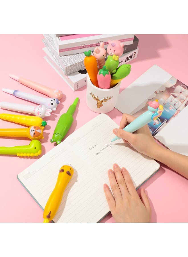 أقلام كرتونية لطيفة، حبر أسود، أقلام تخفيف التوتر على شكل حيوان وفاكهة للأطفال، مجموعة من 12 قطعة من أقلام اللوازم الطلابية اللطيفة، مناسبة للأطفال، هدايا مثيرة للاهتمام للأطفال (يتم إرسال الأنماط عشوائيًا) - Image 3