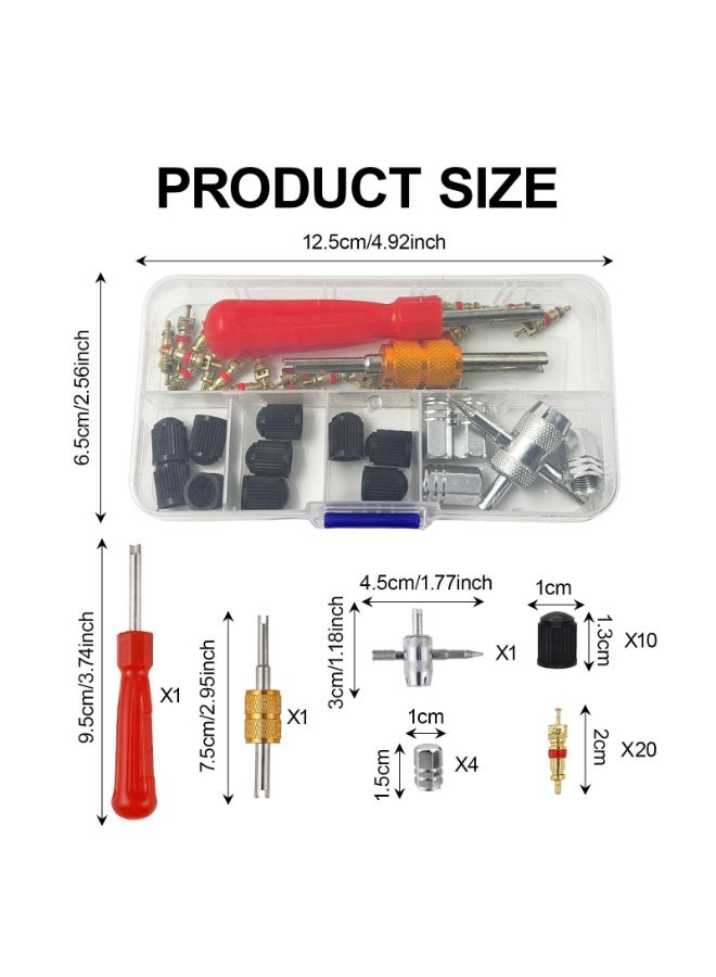 KOWVOWZ Tyre Valve Core Tool Kit, 4-Wayvalve Core Remover Tools, Valve Stem Replacement Set Tirevalve Caps Valvecores Tyre Valve Repair Kit, Dual & Single Tire Maintenance Tools for Auto Shops - Image 2