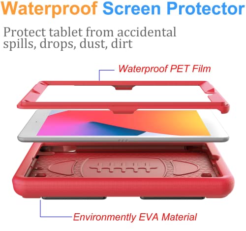 BMOUO Kids Case for New iPad 10.2 2021/2020/2019-iPad 9th/8th/7th Generation Case with Built-in Screen Protector,Shockproof Lightweight Handle Stand Kids Case for iPad 10.2" 2021/2020/2019 Latest-Red - Image 3