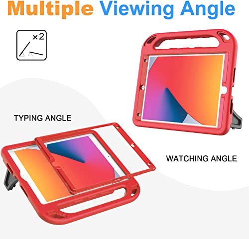 BMOUO Kids Case for New iPad 10.2 2021/2020/2019-iPad 9th/8th/7th Generation Case with Built-in Screen Protector,Shockproof Lightweight Handle Stand Kids Case for iPad 10.2" 2021/2020/2019 Latest-Red - Image 5
