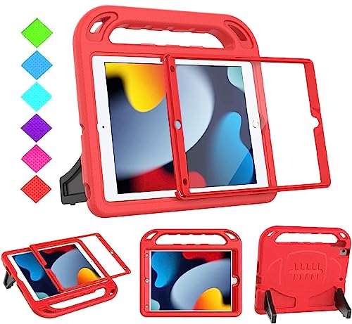 BMOUO Kids Case for New iPad 10.2 2021/2020/2019-iPad 9th/8th/7th Generation Case with Built-in Screen Protector,Shockproof Lightweight Handle Stand Kids Case for iPad 10.2" 2021/2020/2019 Latest-Red - Image 1
