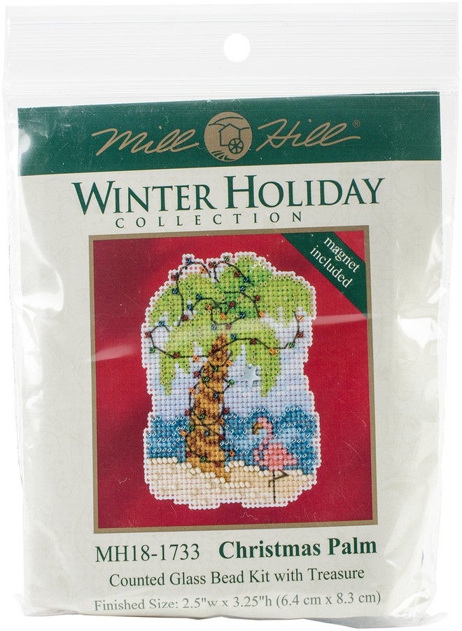 Mill Hill Christmas Palm Beaded Counted Cross Stitch Christmas Ornament Kit 2017 Winter Holiday MH181733 - Image 1