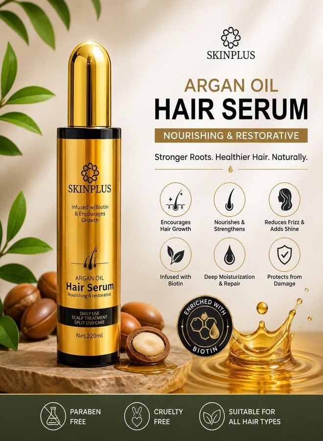 سكين بلس سيروم SKINPLUS لنمو الشعر بزيت الأرغان والبيوتين | سيروم مغذي للشعر الجاف والتالف | للتحكم في التجعد، والعناية بفروة الرأس، وعلاج تقصف الأطراف | 220 مل - Image 3
