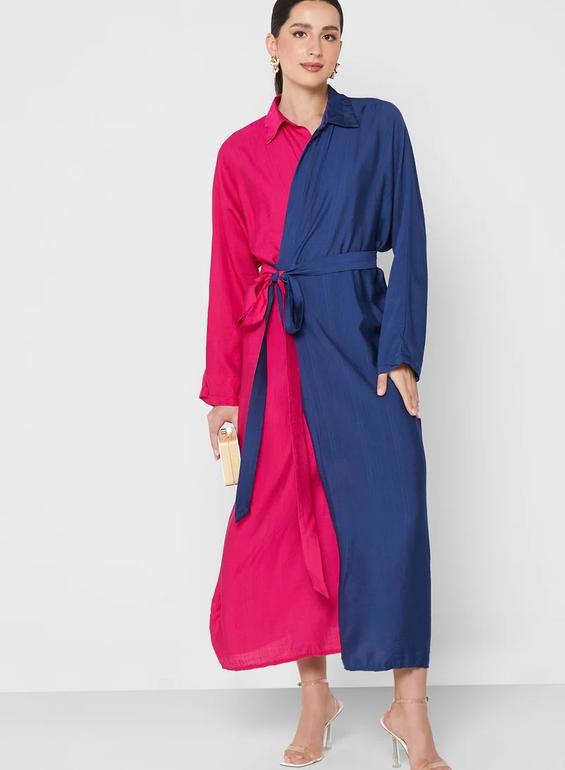 ELLA Color Block Self Tie Dress