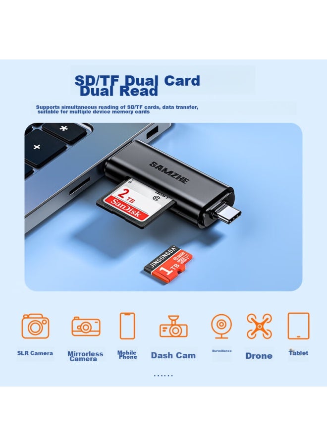 Samzhe Usb3.0 High-speed Card Reader Sd/tf Multi-functional Usb/type-c For Apple 16/15 Phones, Dslr Camera, Ccd, Surveillance Recorder, Storage Memory Card - Image 3