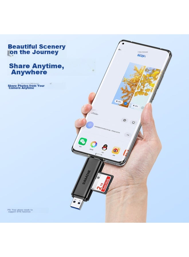 Samzhe Usb3.0 High-speed Card Reader Sd/tf Multi-functional Usb/type-c For Apple 16/15 Phones, Dslr Camera, Ccd, Surveillance Recorder, Storage Memory Card - Image 1