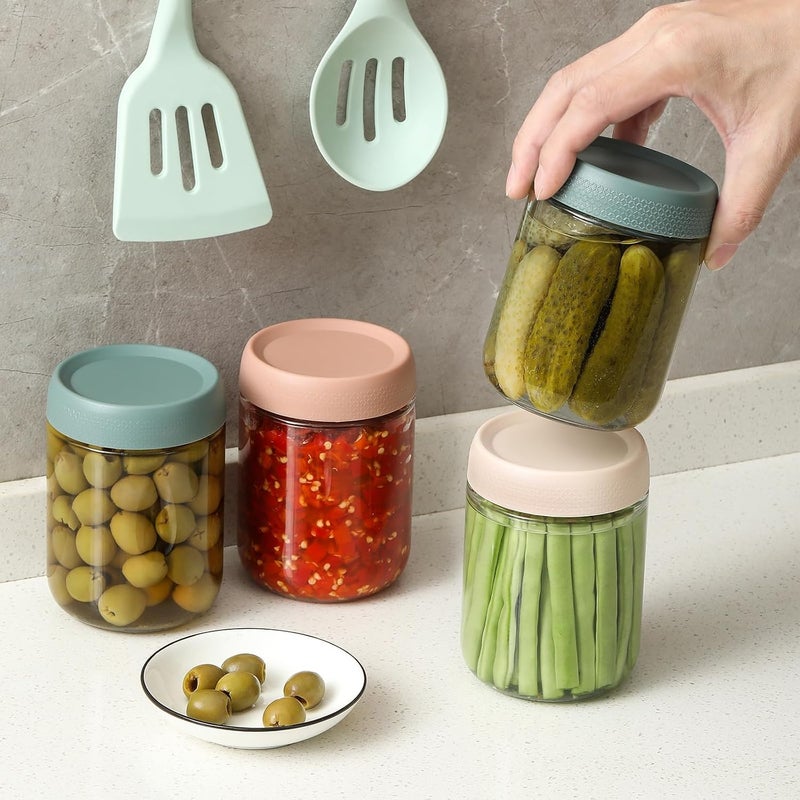 480ml Glass Jars with Airtight Lids, 3 Pack 16oz Wide Mouth Mason Jars for Overnight Oats, Salad, Snacks, Yogurt, Spices, Sugar, Glass Food Storage Containers - Image 5