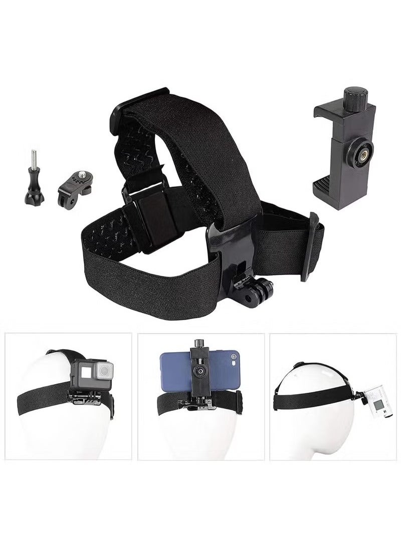 Head Mounted Mobile Phone Mount First Person View Live Shooting Bracket Head Mount Strap Compatible with iPhone Smartphones 4 inch to 7 inch and Action Camera GoPro - Image 2