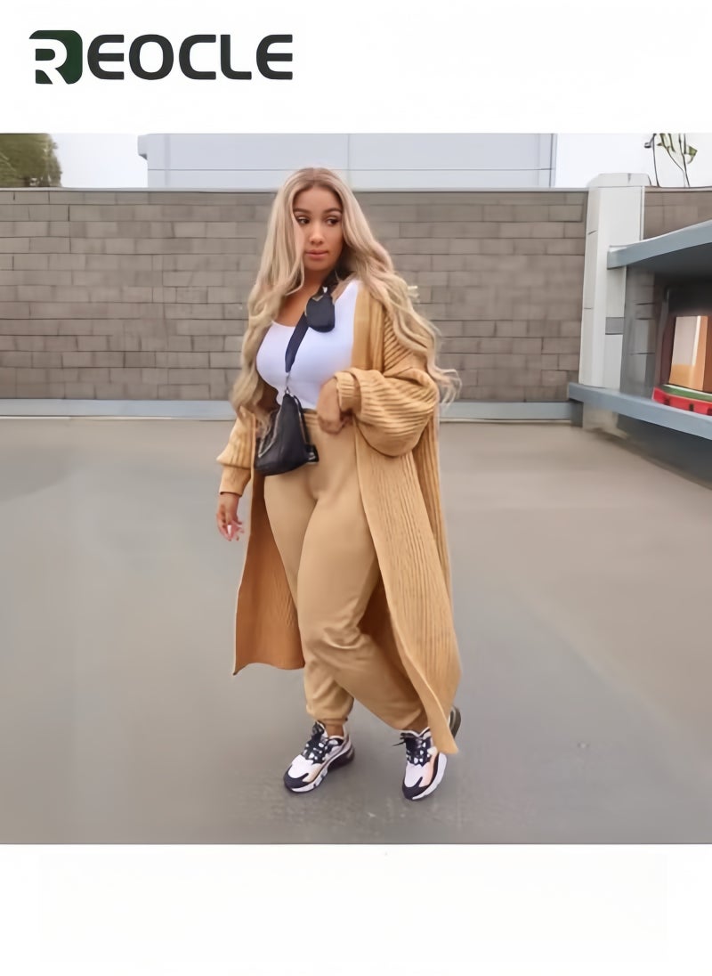 REOCLE Women's Cardigan Long Sleeve Plush Sweater Coat Split Open Front Drape Knit Duster Coat Casual  Oversized Duster - Image 2