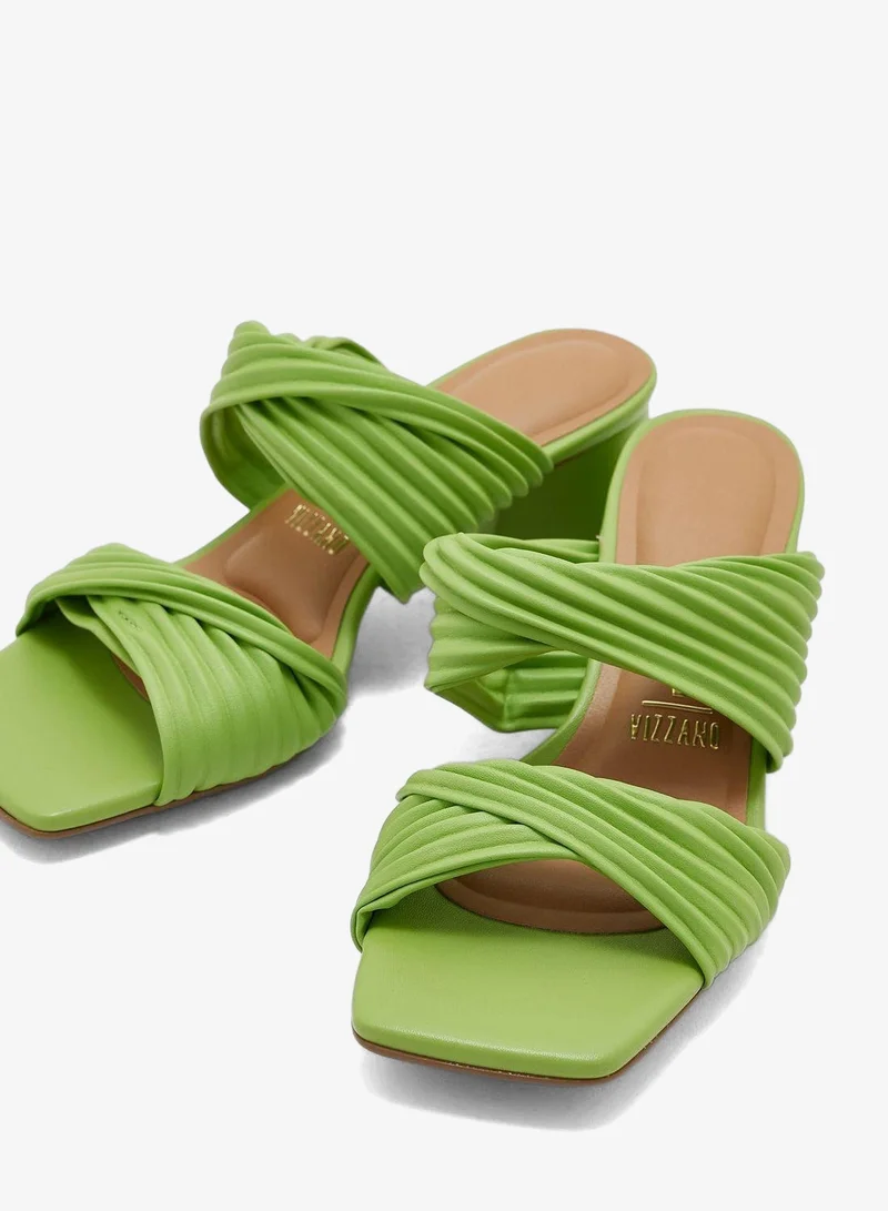 VIZZANO Pistachio Mid Heels Sandals for Women – Sling Back Heel Sandals for Girls with Ankle Strap for Women | Best Price UAE